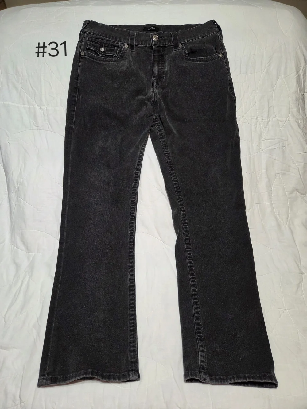 True Religion Ricky Relaxed Straight Jeans Black - Size 34x32 Flap Pocket